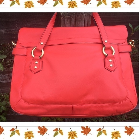 Coach Y2K Buckle Campbell Orange Leather Satchel Flap Bag - Picture 2 of 6